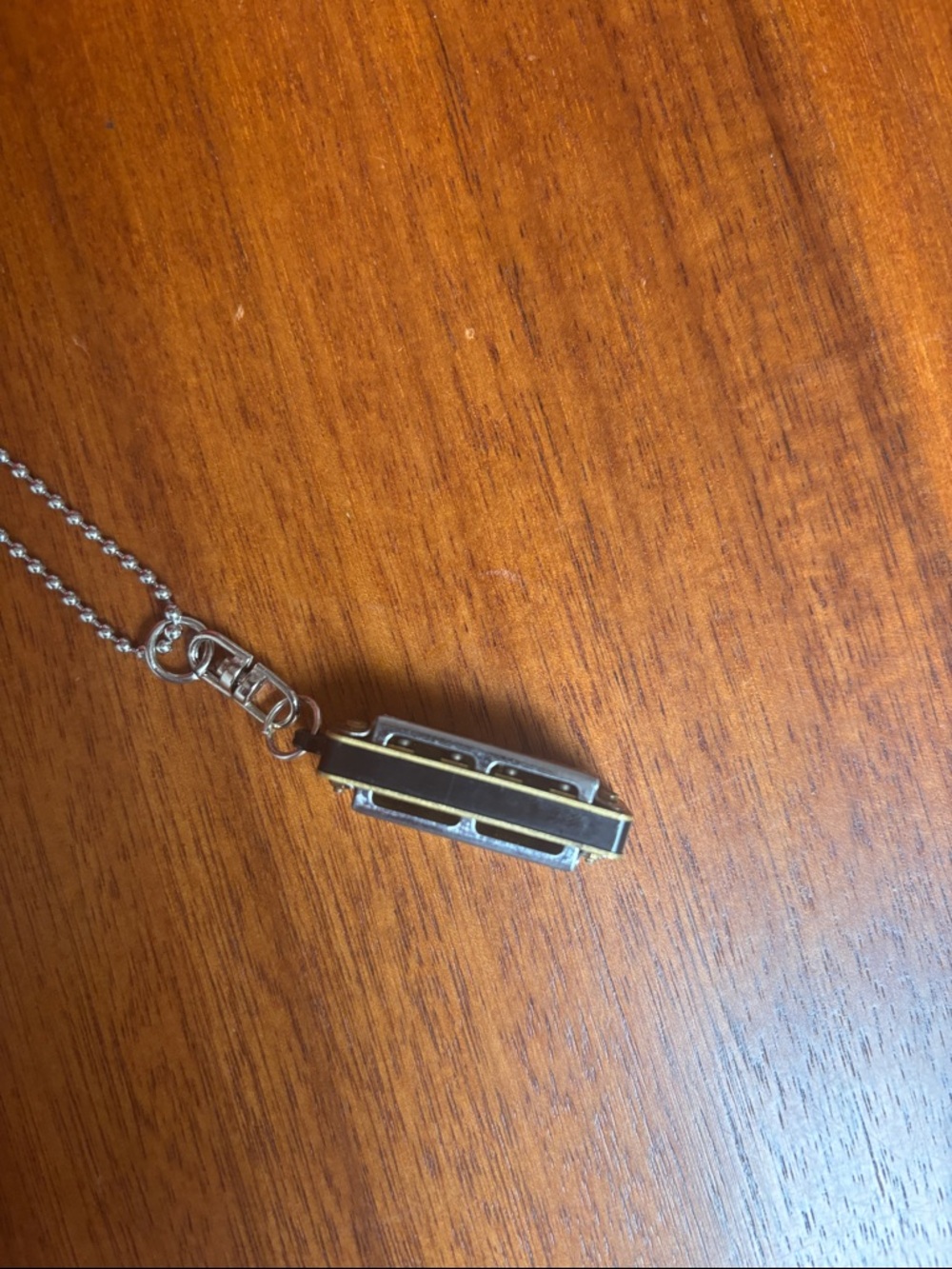 Mini Harmonica Pendant Necklace - Silver and Gold Tones